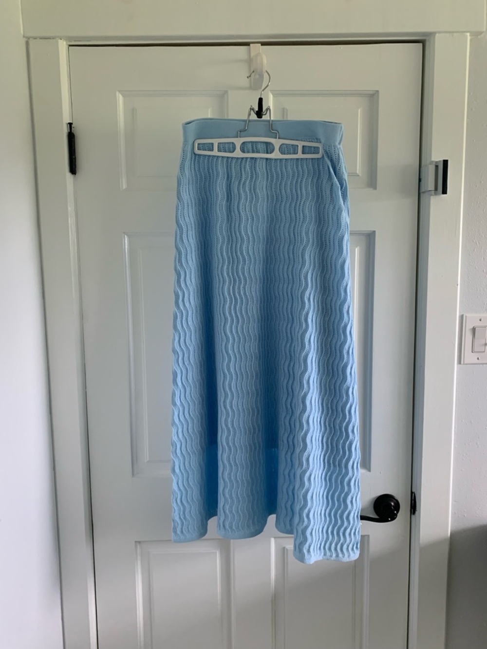 Ann Taylor Light Blue Maxi Skirt with Wavy Knit Texture